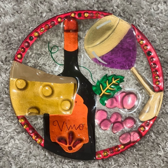 Lori Siebert by Silvestri Glass Fusion Wine & Cheese Design 11" Plate - Picture 6 of 8